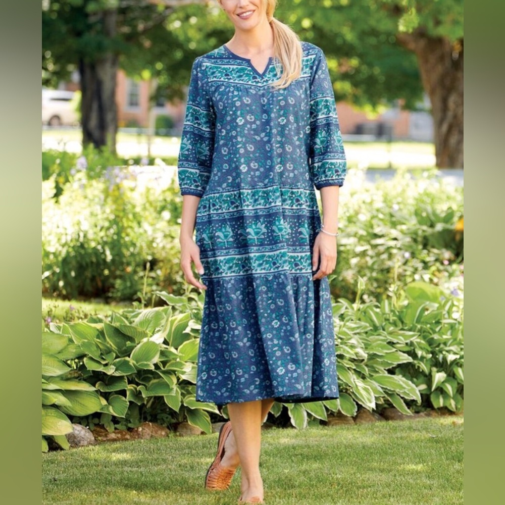 The Vermont Country Store Blue Cotton Mumu Dress Size 4x